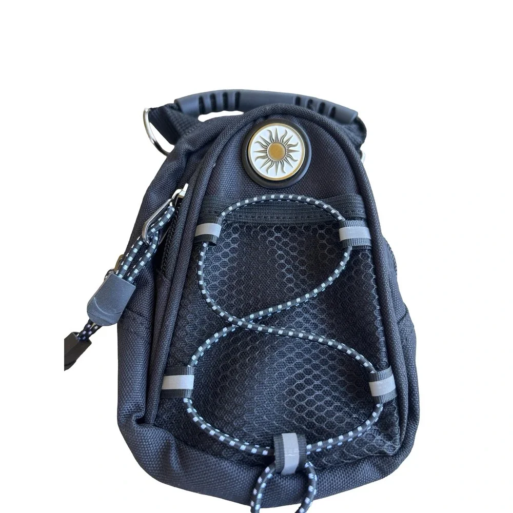 Tactical Sun Logo Black Canvas Crossbody Utility Bag Small Techwear Travel Pouch